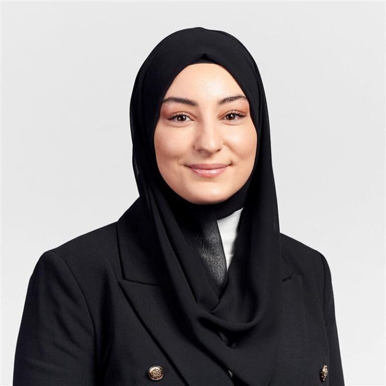 Sumeyye in a black jacket, professional portrait